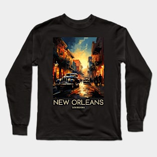 A Pop Art Travel Print of New Orleans - Louisiana - US Long Sleeve T-Shirt